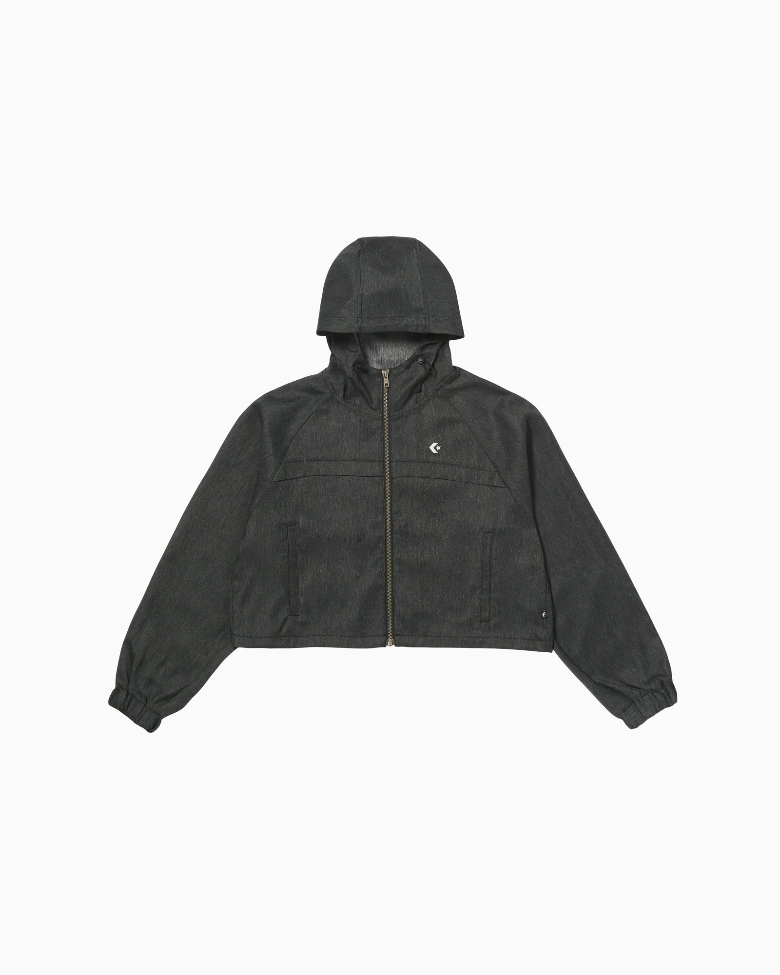SYNTHETIC DENIM HOODED JACKET LADIES (ブラック)– コンバース SYNTHETIC DENIM HOODED JACKET LADIES (ブラック)– コンバース