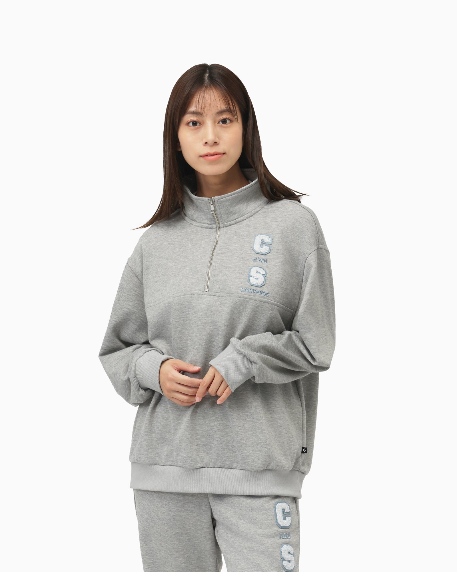 CHENILLE HALF ZIP TOP L (ライト杢グレー)– コンバース オンライン