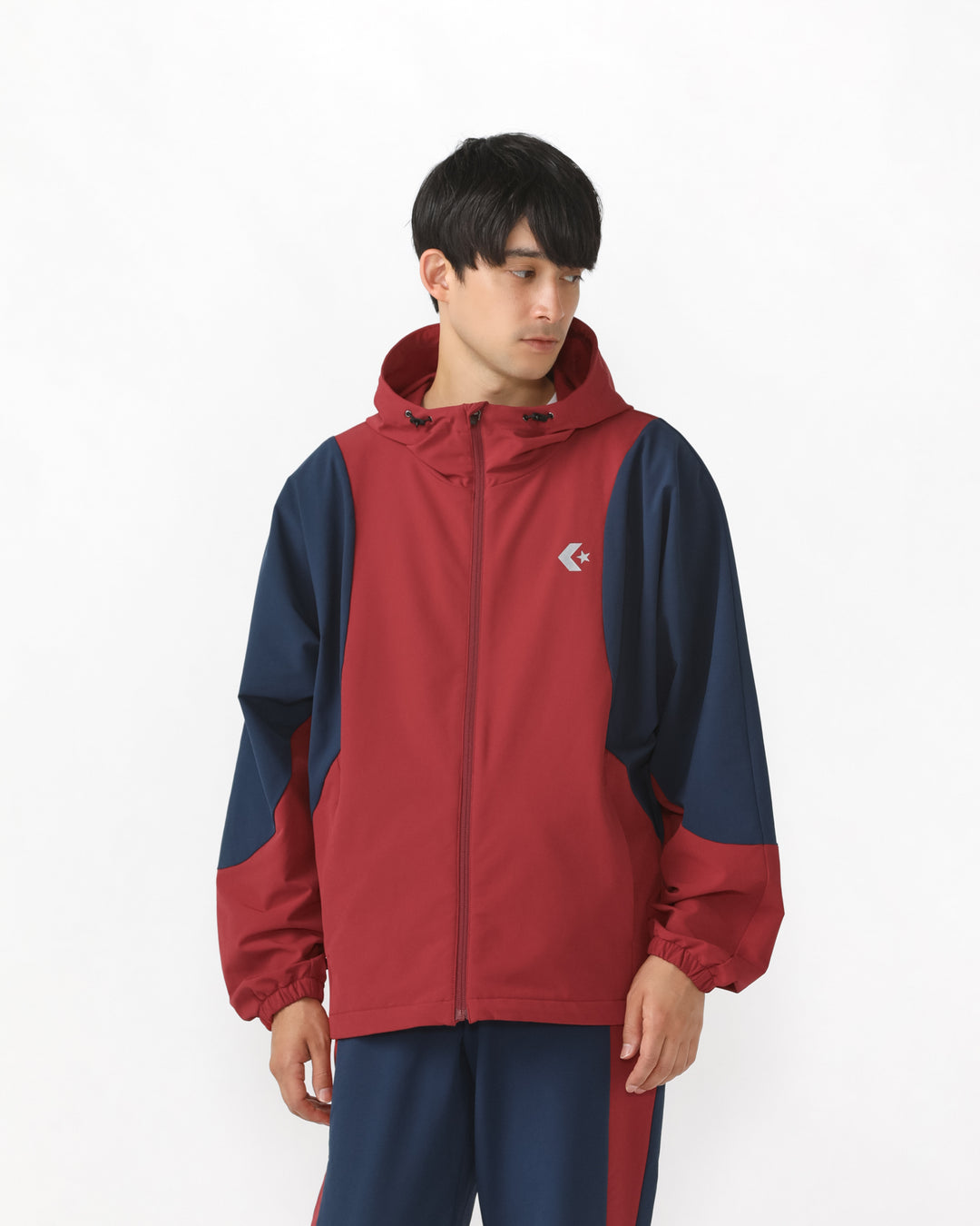 COL BLOCK WOVEN JACKET MENS (レッド/ネイビー)– コンバース