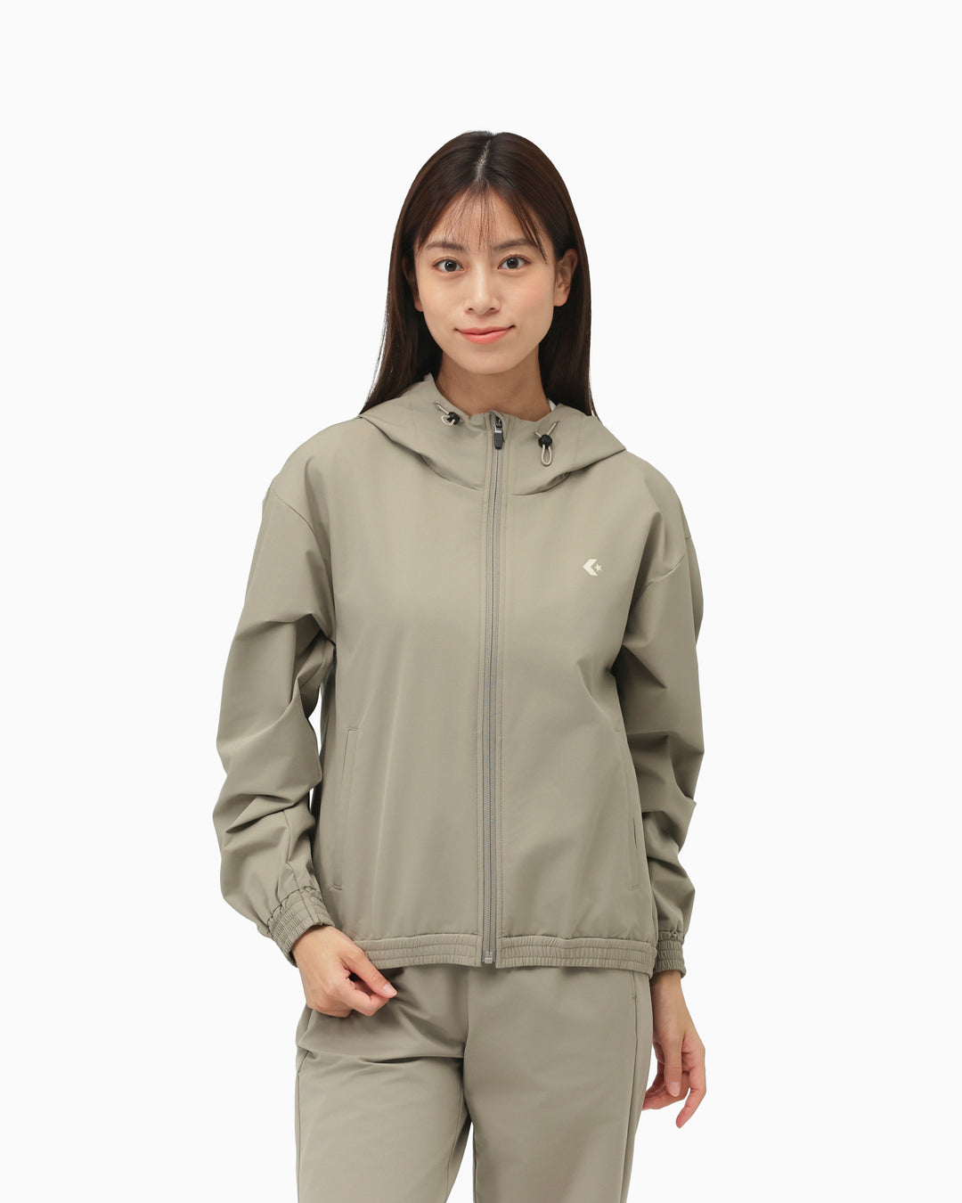DOUBLE WEAVE BACK LOGO JACKET LADIES (グレージュ)– コンバース