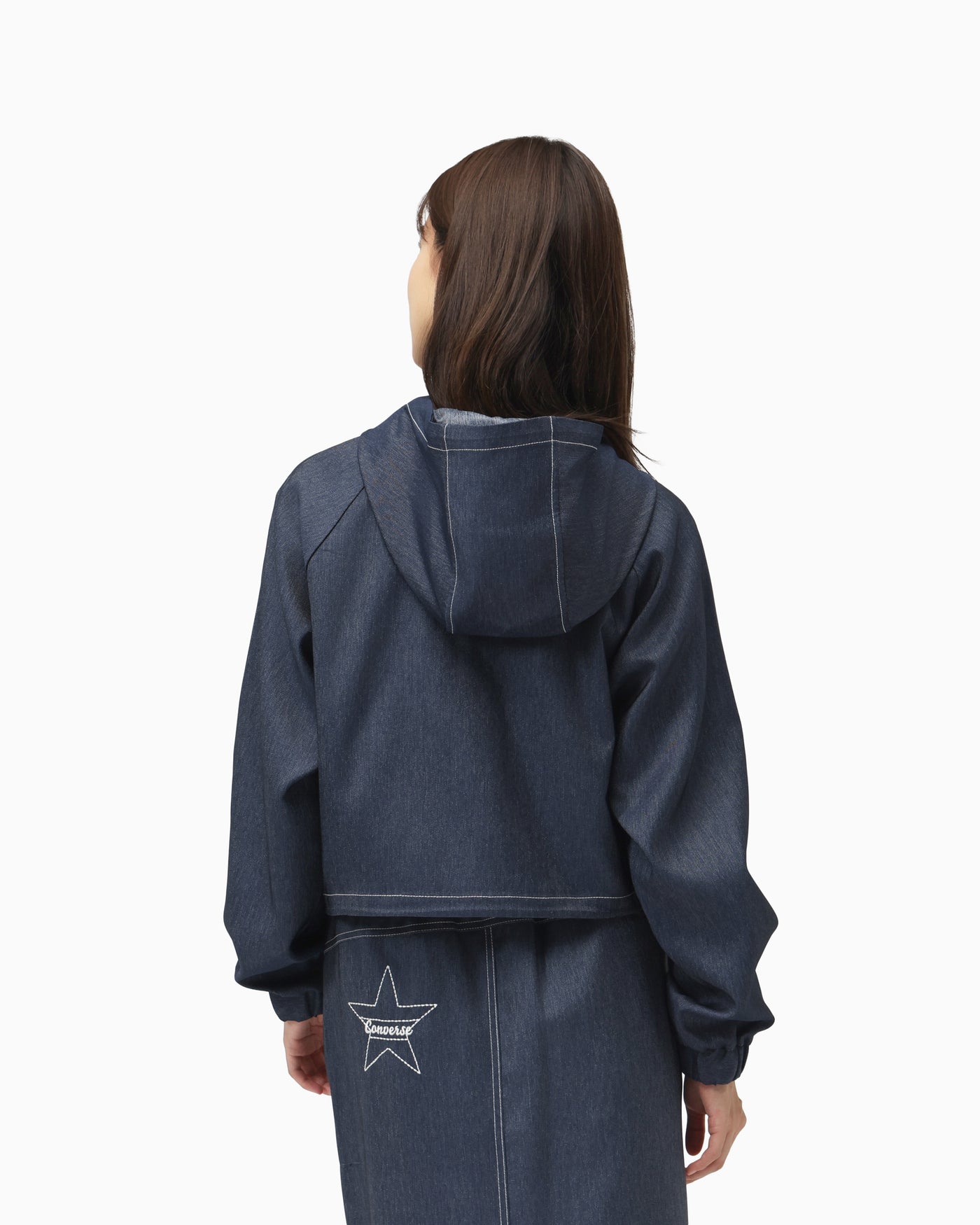 SYNTHETIC DENIM HOODED JACKET LADIES