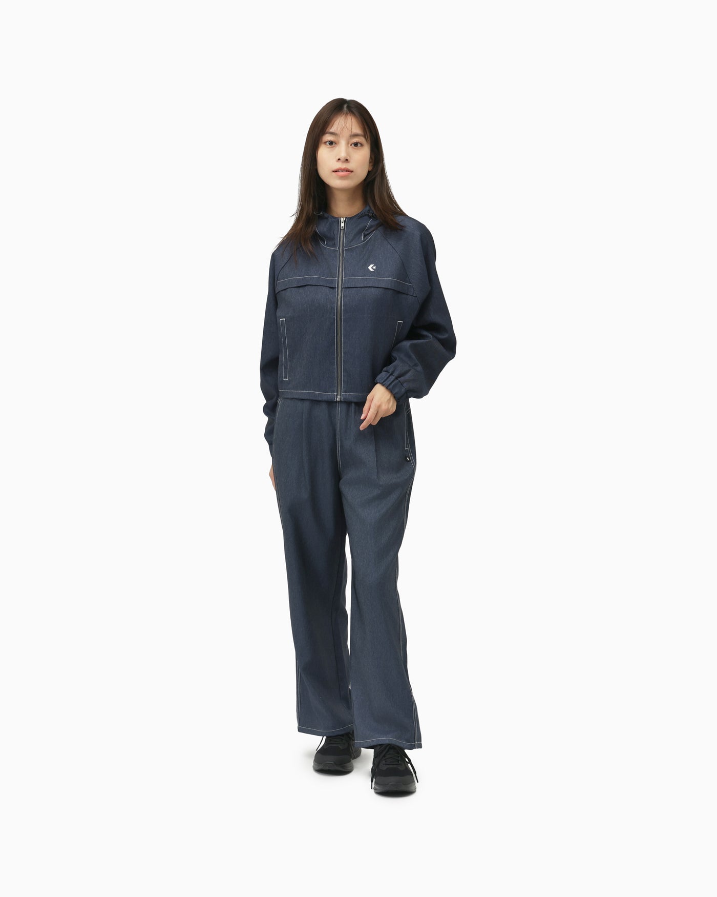 SYNTHETIC DENIM HOODED JACKET LADIES