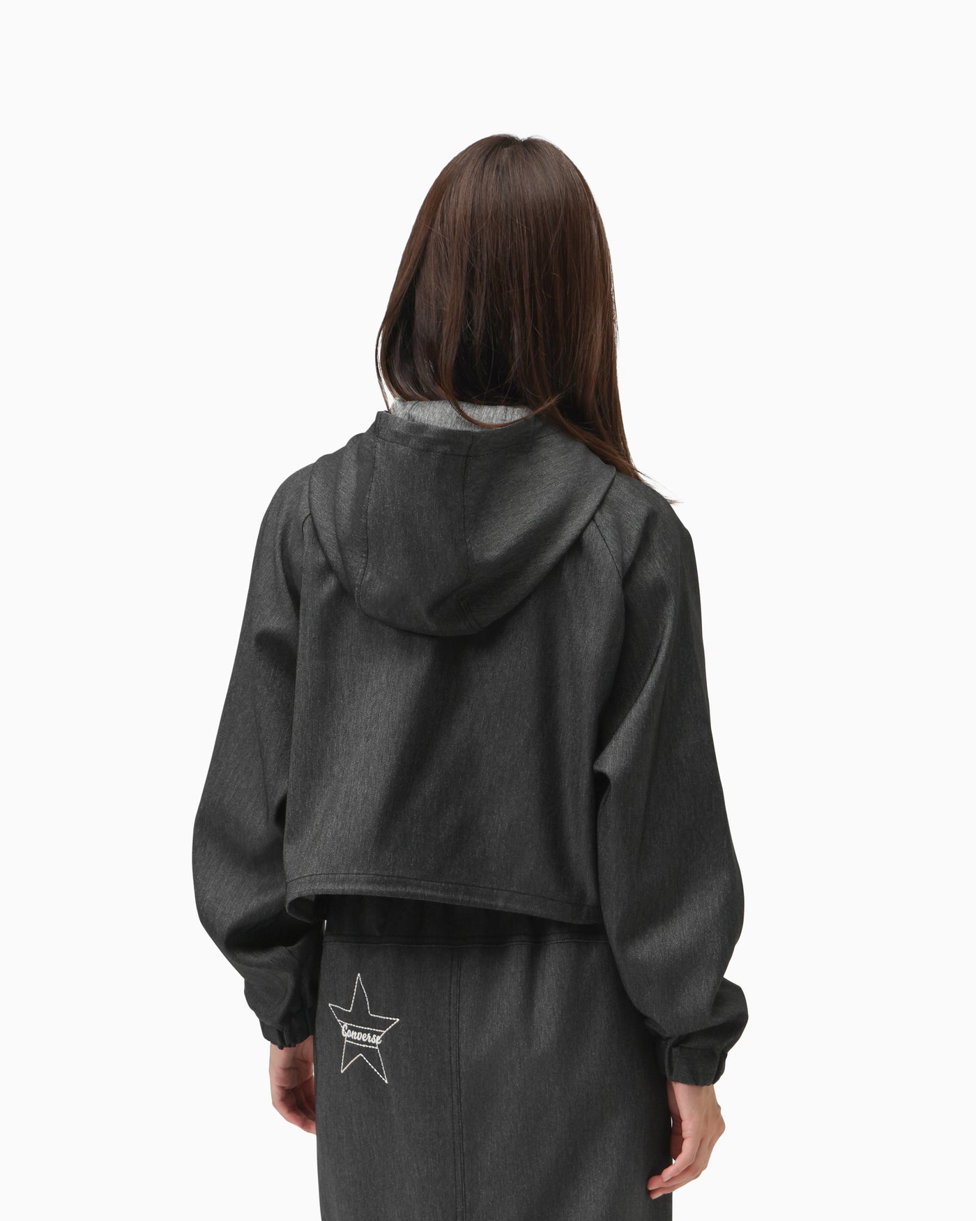SYNTHETIC DENIM HOODED JACKET LADIES
