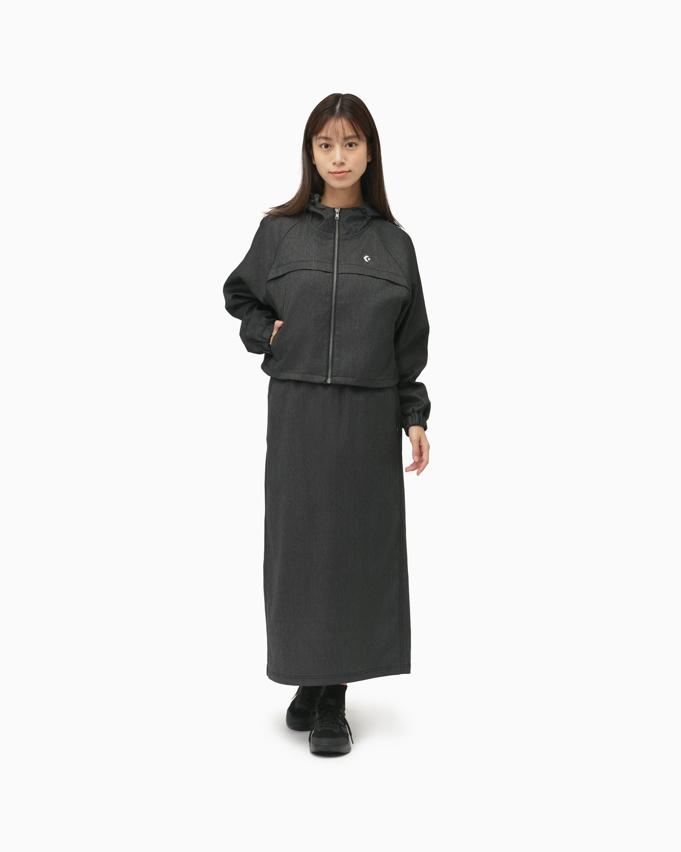 SYNTHETIC DENIM HOODED JACKET LADIES