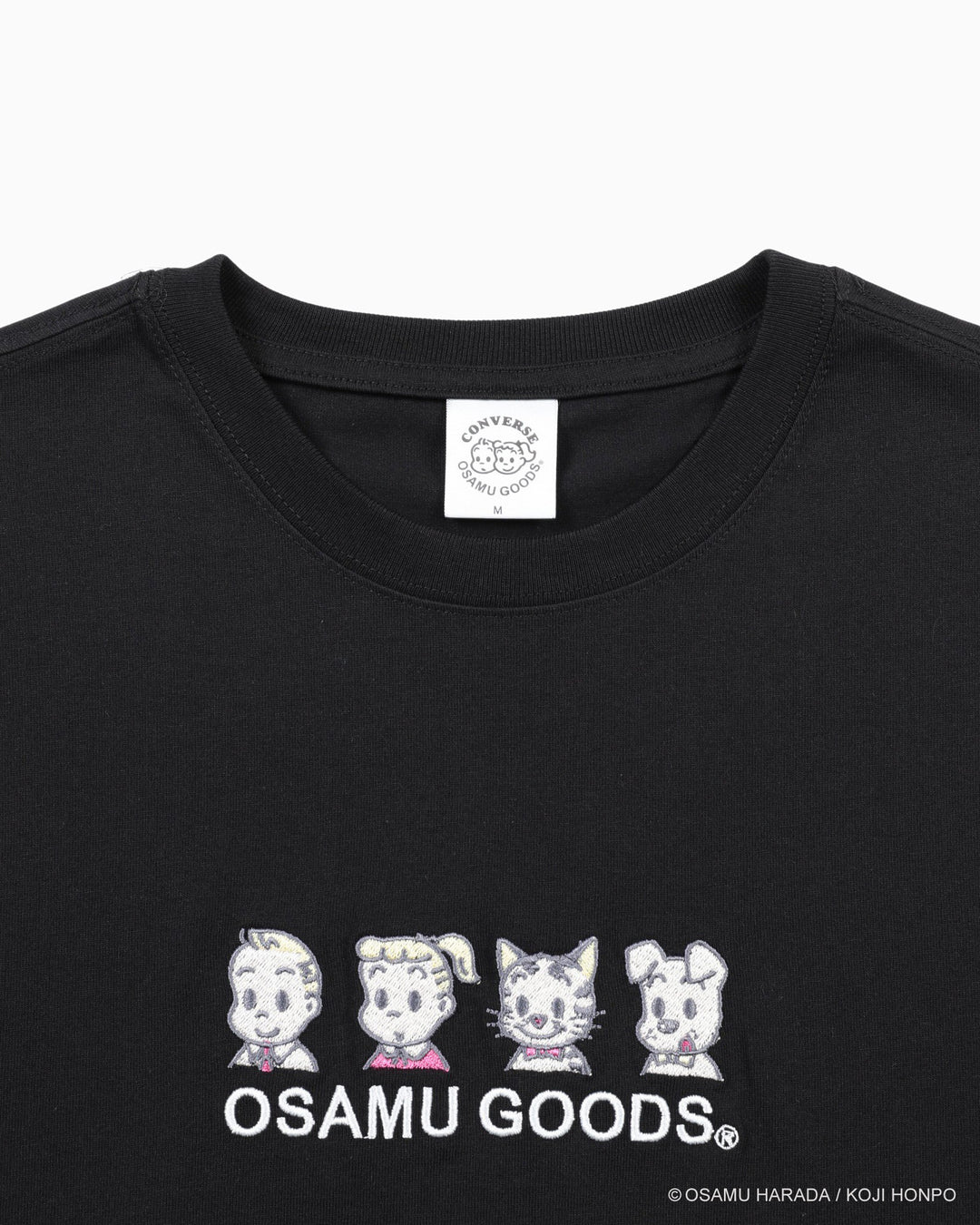 CV天竺フロントEMB S/S T-shirts / OSAMU GOODS (ブラック