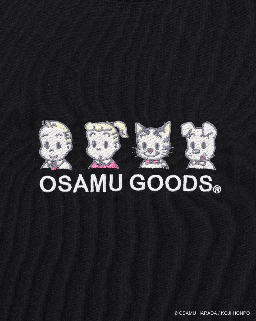CV天竺フロントEMB S/S T-shirts / OSAMU GOODS (ブラック