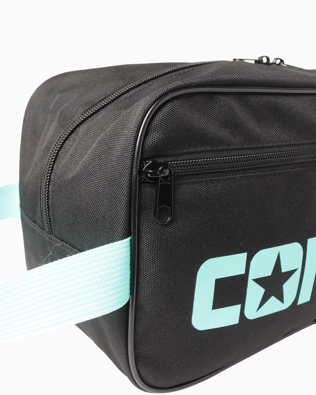 ポケット付き シューズケース(M) (ブラック／Pグリーン