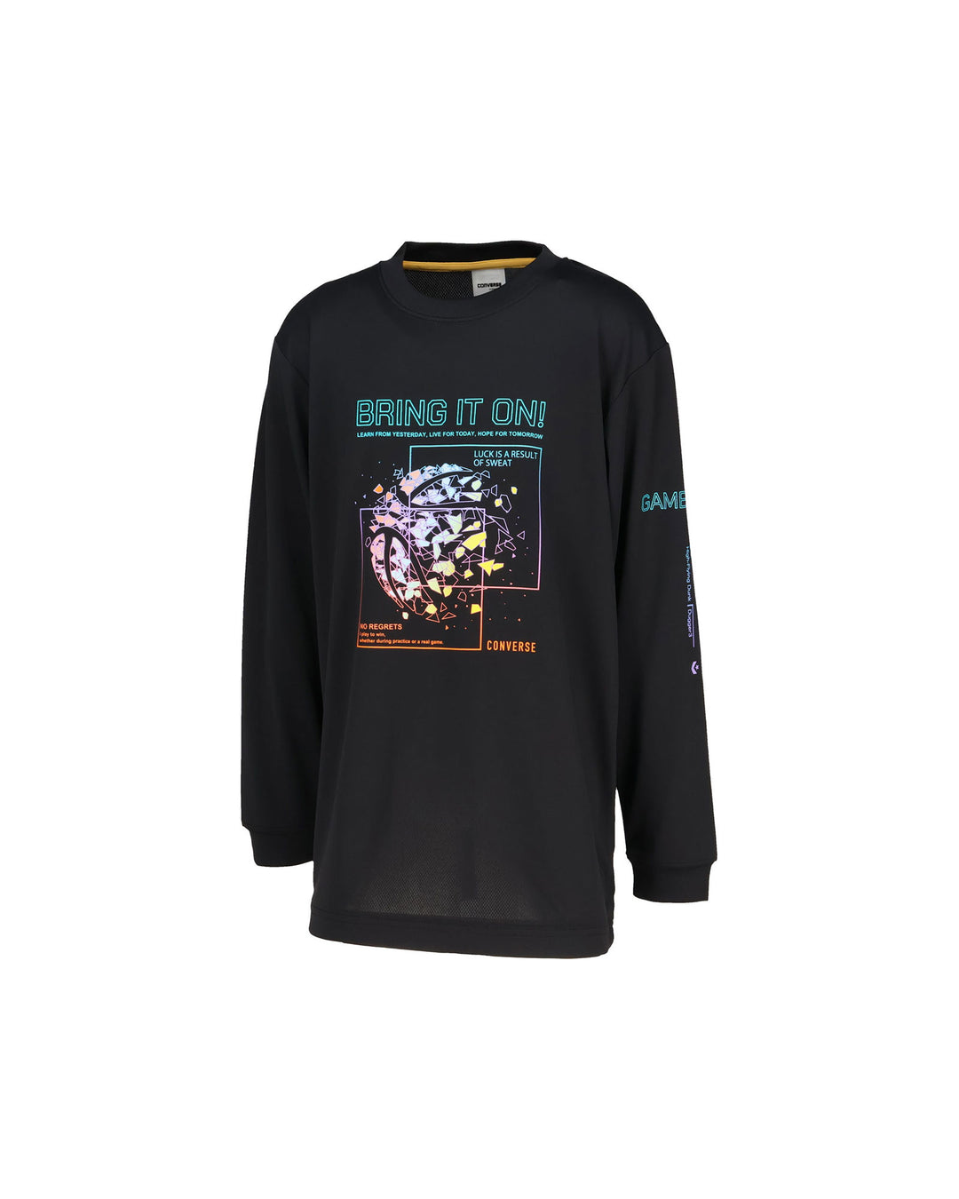 Jr.プリントロングスリーブ (ブラック／ターコイズ)– コンバース