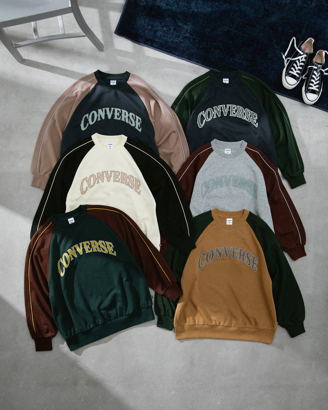COLOR BLOCK SWEAT CREW TOP LADIES (アイボリー)– コンバース