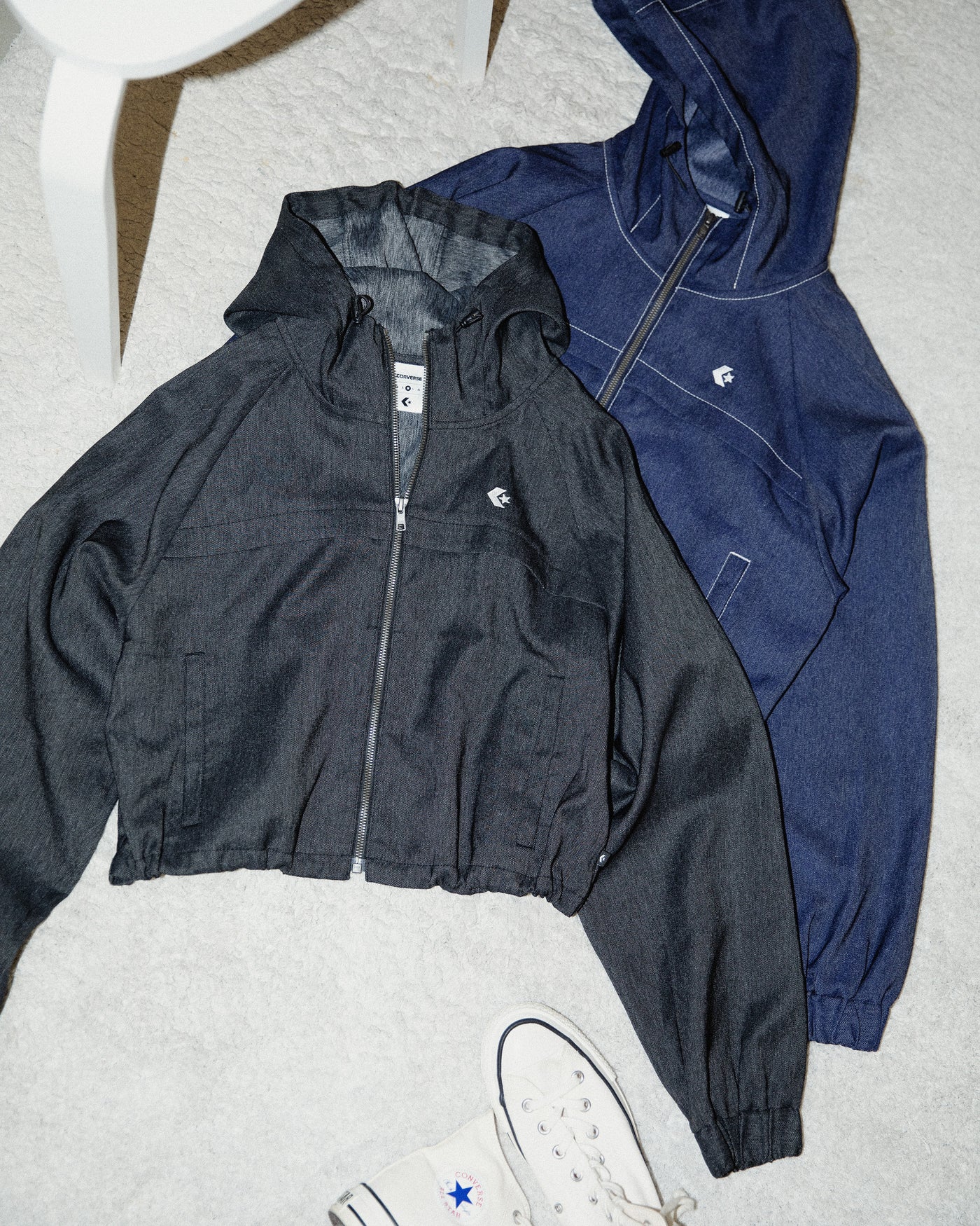 SYNTHETIC DENIM HOODED JACKET LADIES