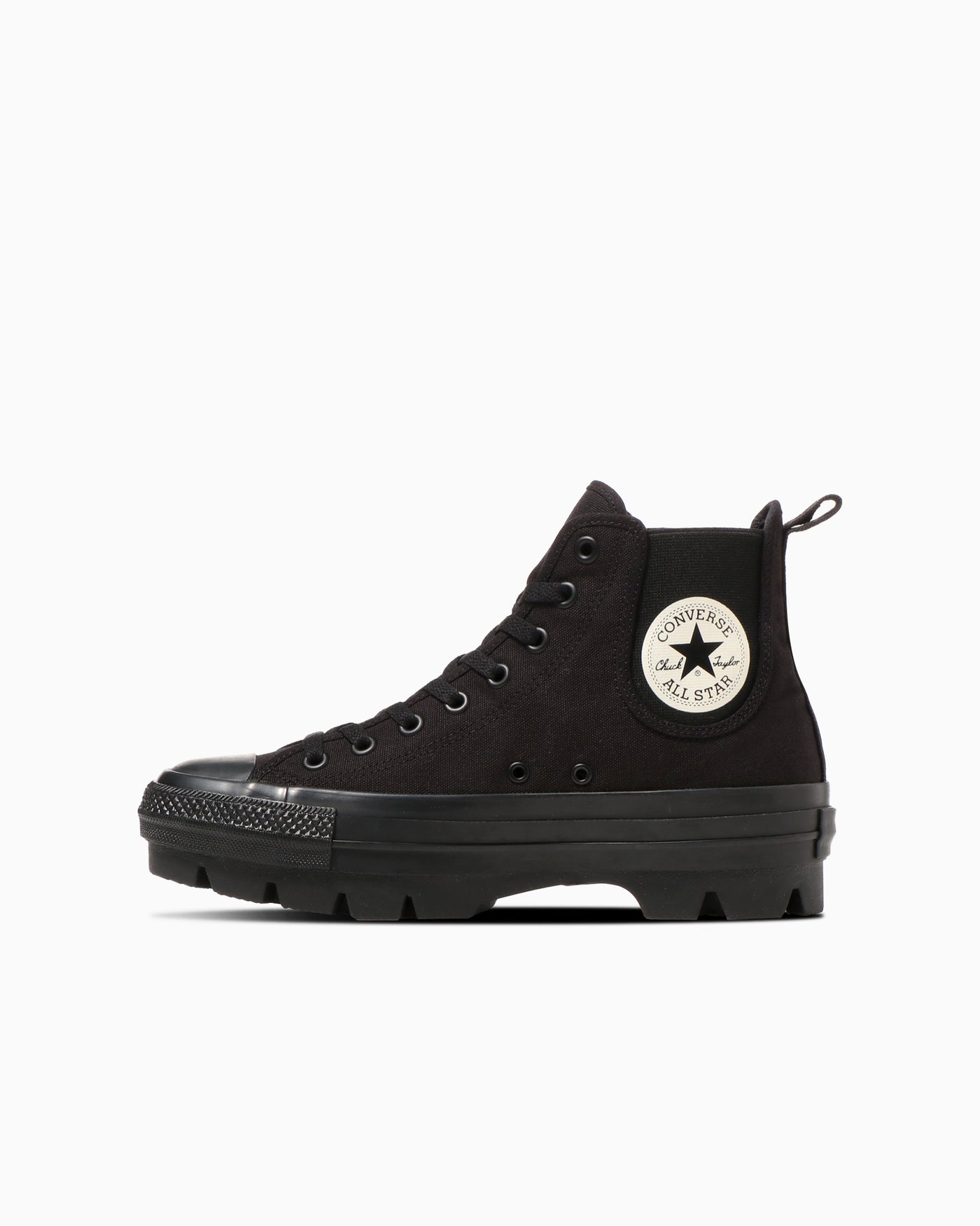 Black thick-soled sneakers