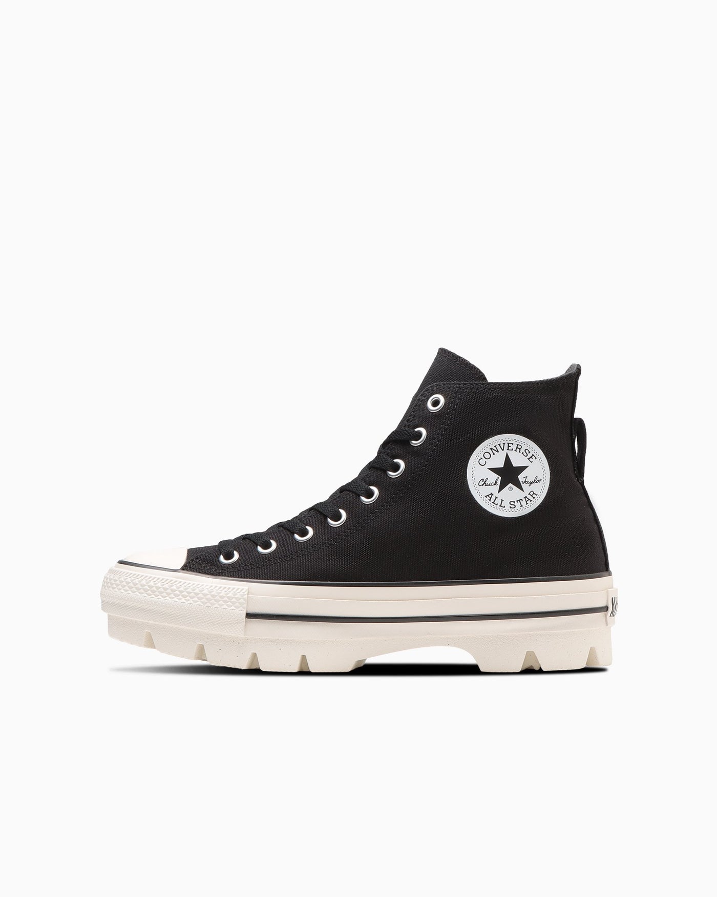 Black thick-soled zipper sneakers