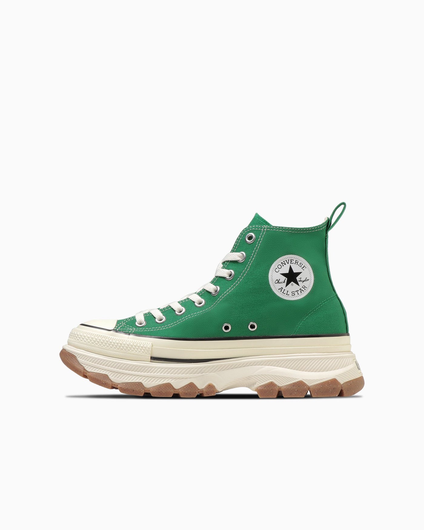 Green thick-soled zipper sneakers