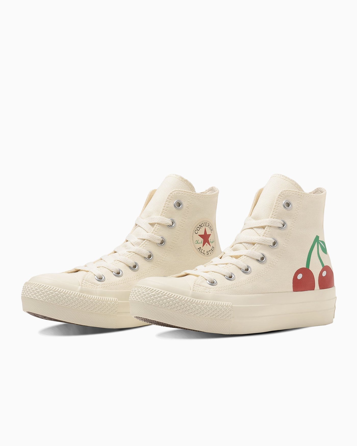 White cherry thick-soled sneakers