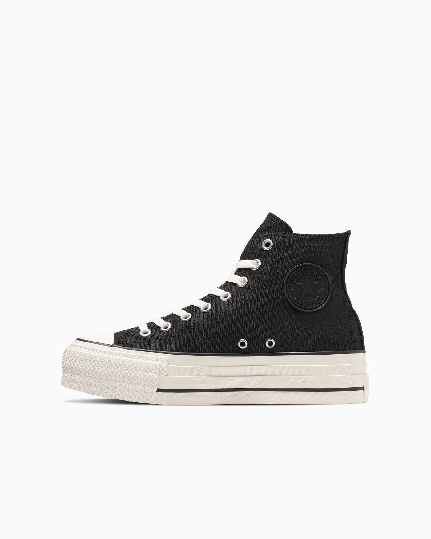 Black thick-soled sneakers