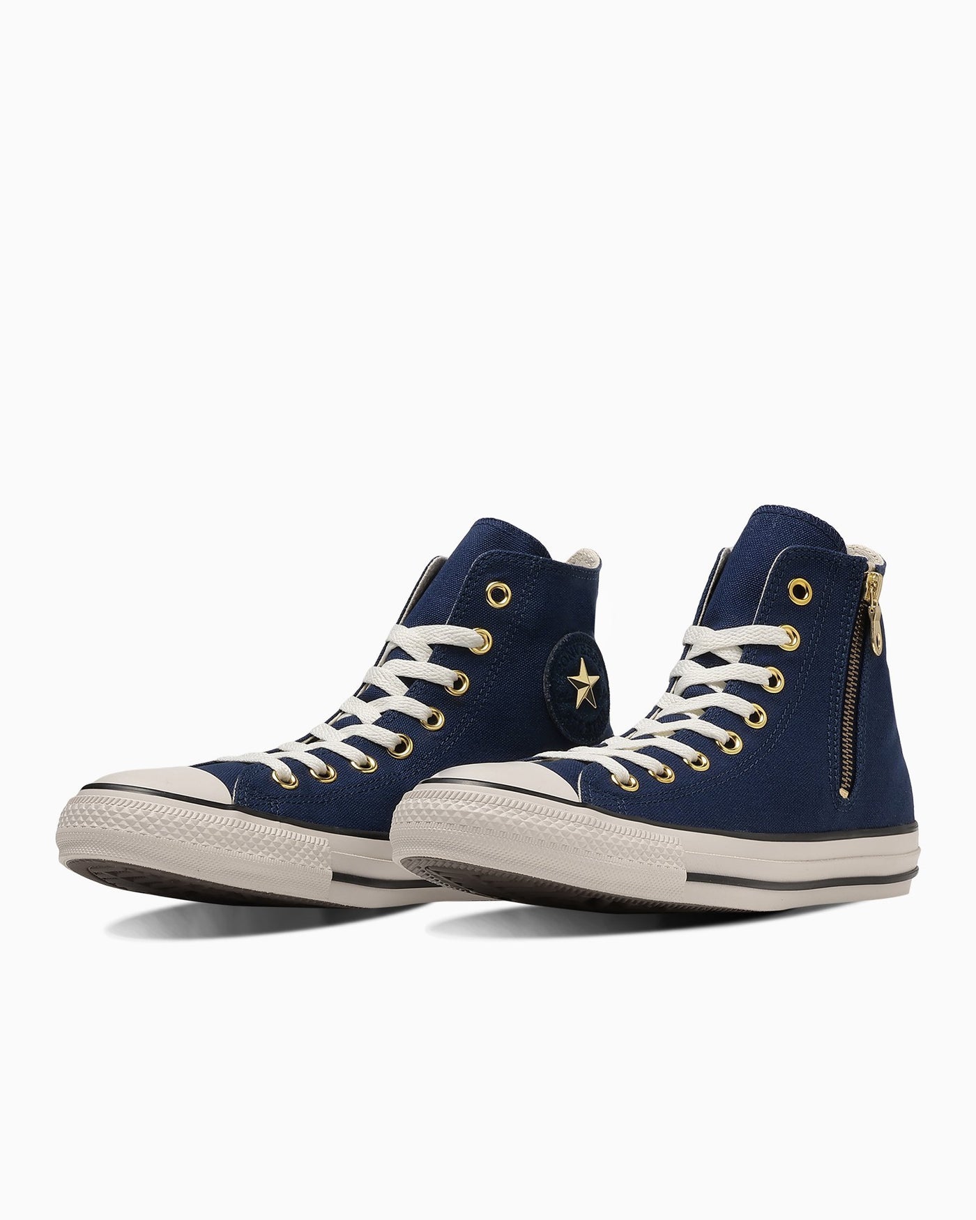 Navy Studded Zipper Sneakers