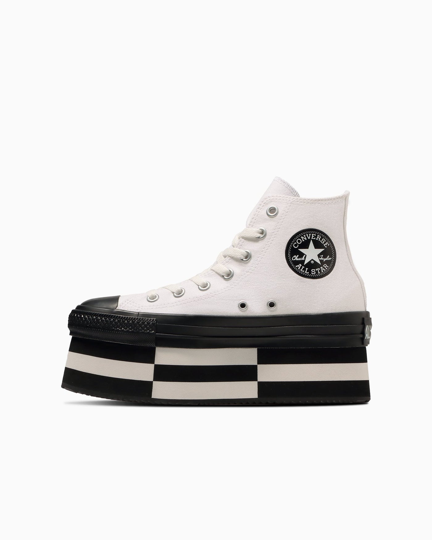 White monochrome thick-soled sneakers