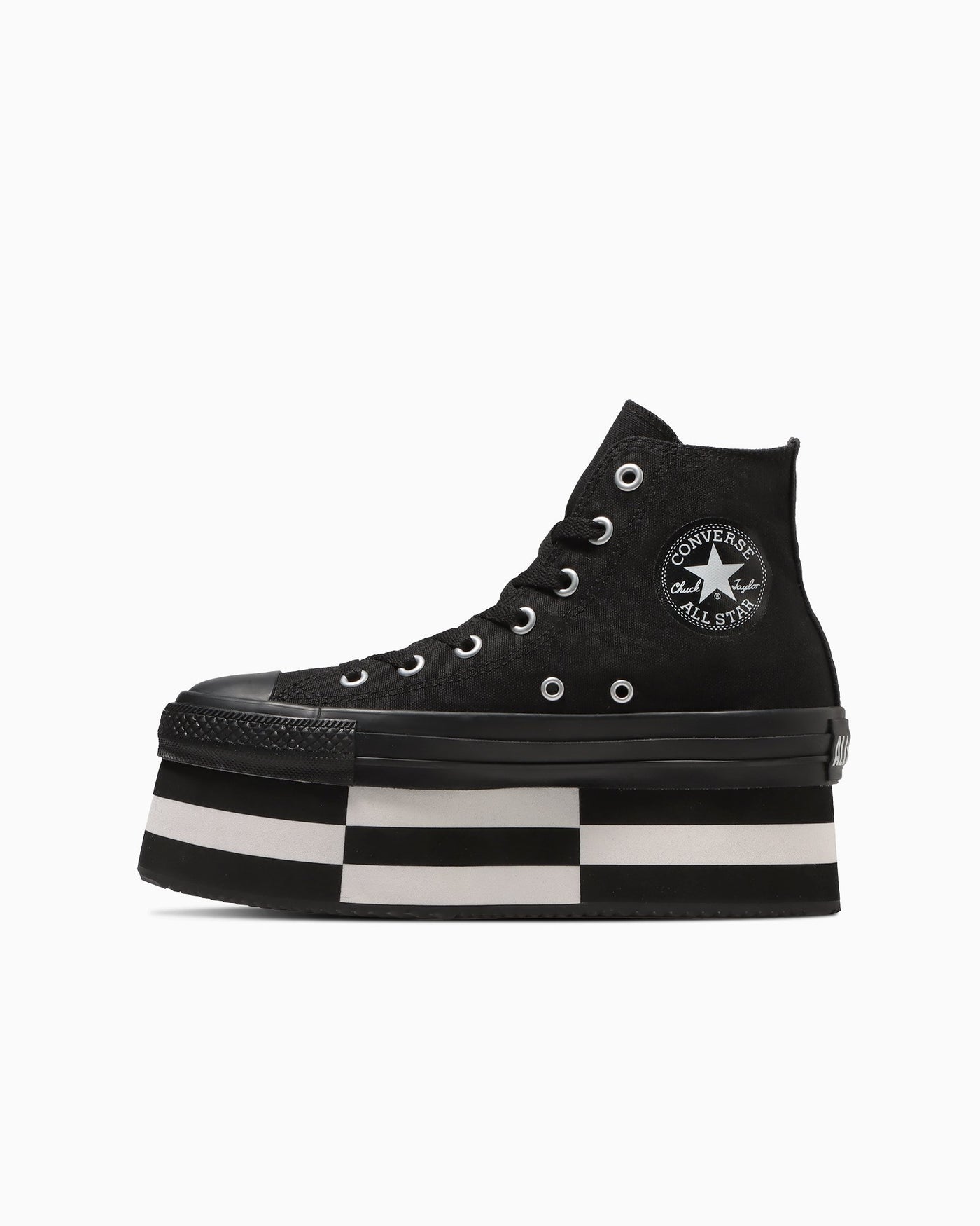 Black monochrome thick-soled sneakers