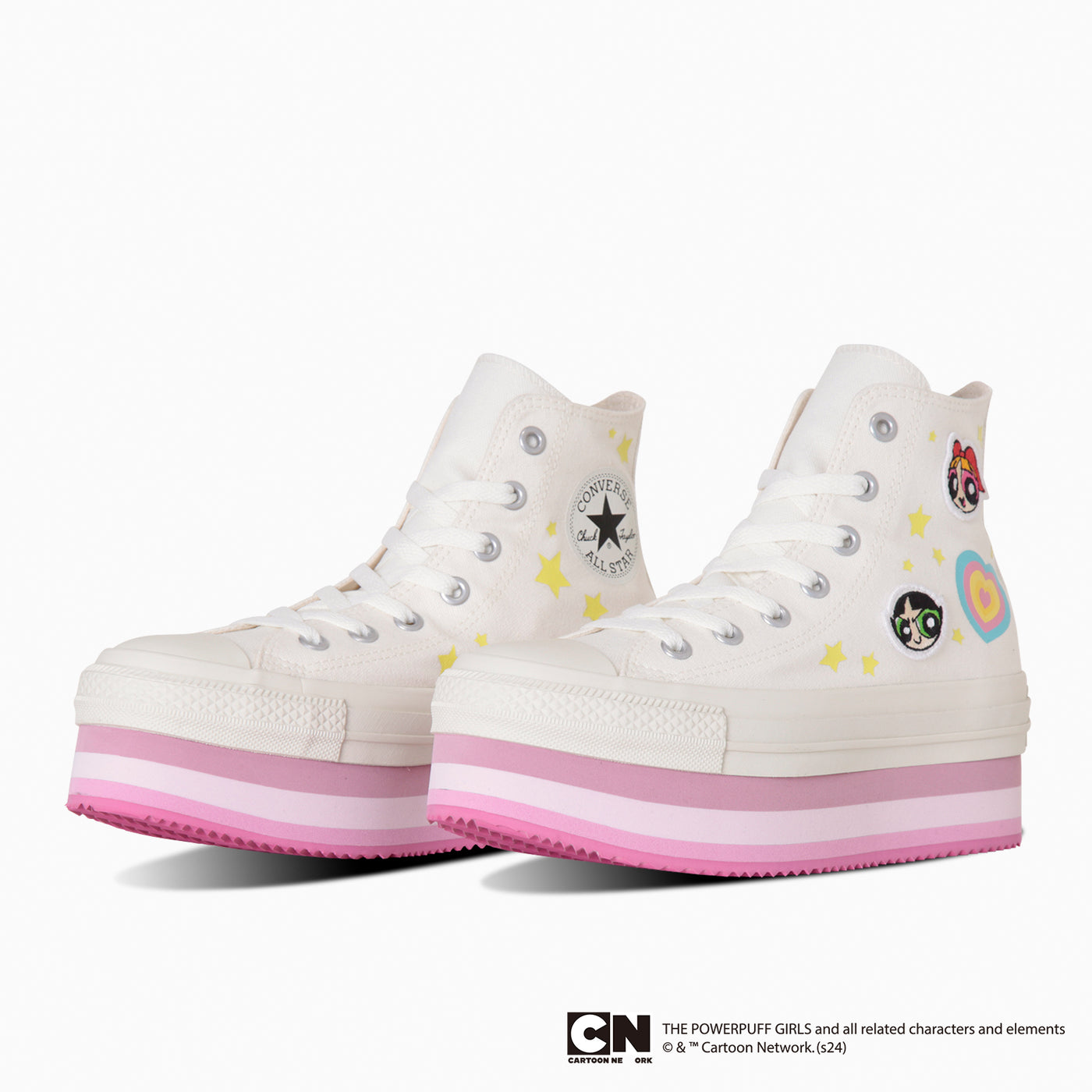 White thick-soled sneakers Powerpuff Girls