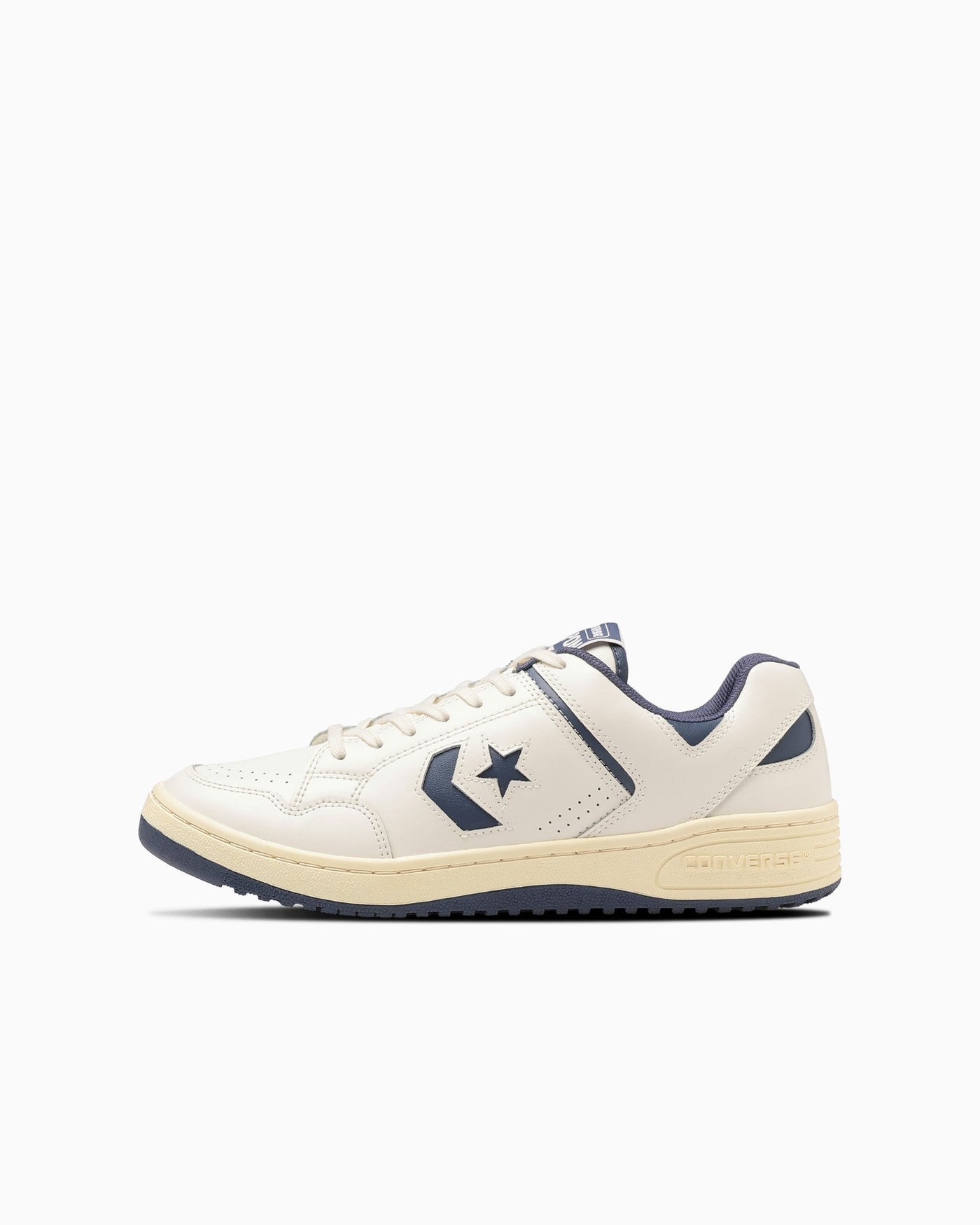 White Navy Leather Sneakers